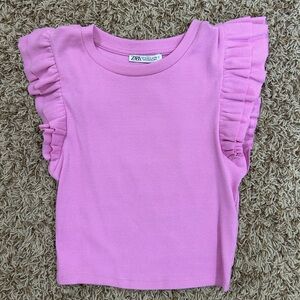 Zara pink ruffled top size s!